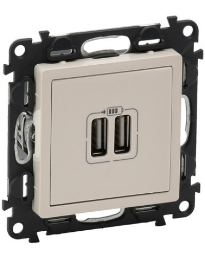 Розетка USB для зарядки двойная Слонова кость, Valena LIFE