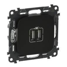 Розетка USB для зарядки подвійна Антрацит, Valena ALLURE