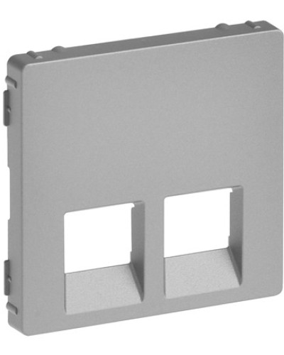Лицевая панель розетки RJ11+RJ45 алюминий, Valena LIFE