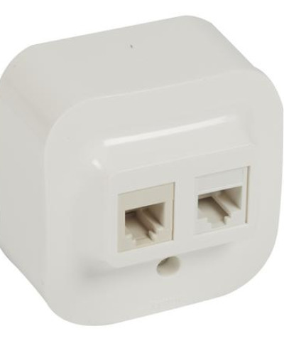 Механизм розетки телефонной RJ11+RJ45 кат, 5 UTP белый Forix