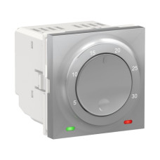 Термостат комнатный, встроенный датчик 8А алюминий, Unica New, Schneider Electric, NU350130
