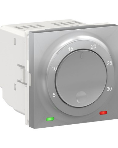 Термостат кімнатний, вбудованний датчик 8А алюміній, Unica New, Schneider Electric, NU350130
