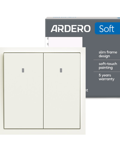 Выключатель 2-клавишный Ardero EV112L-W Soft 10А с подсветкой белый
