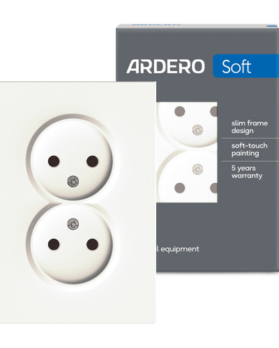 Розетка двойная Ardero ER112-W Soft 16А без заземления белая