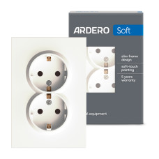 Розетка двойная Ardero ER122-W Soft 16А с заземлением белая