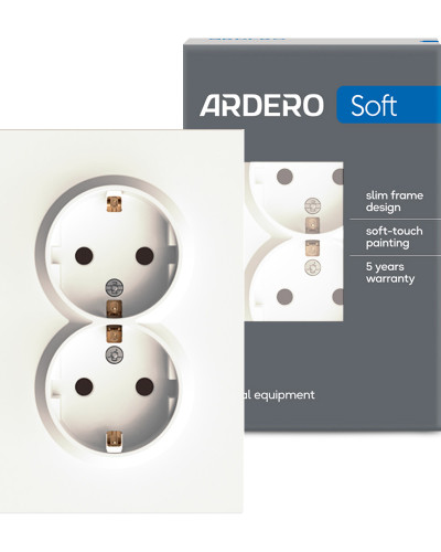 Розетка двойная Ardero ER122-W Soft 16А с заземлением белая