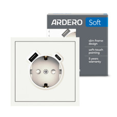 Розетка с дополнительными выходами USB/Type-C Ardero ER123USB-W Soft 18W/20W с заземлением белая