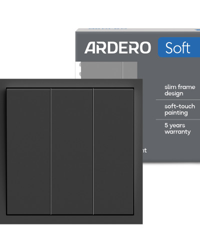 Выключатель 3-клавишный Ardero EV113-B Soft 10А черный