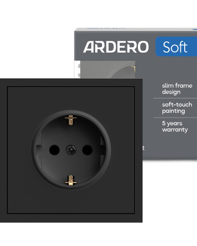 Розетка Ardero ER121-B Soft 16А с заземлением черная
