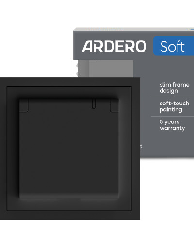 Розетка Ardero ER131-B Soft 16А с заземлением, крышкой и шторками черная