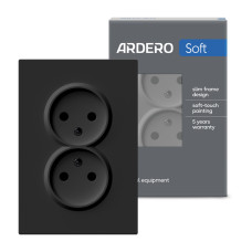 Розетка двойная Ardero ER112-B Soft 16А без заземления черная