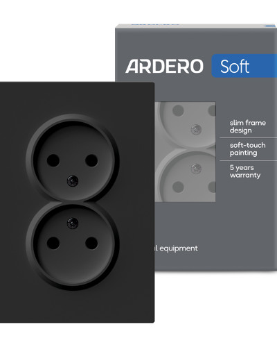Розетка двойная Ardero ER112-B Soft 16А без заземления черная