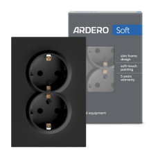 Розетка двойная Ardero ER122-B Soft 16А с заземлением черная