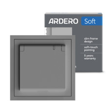 Розетка Ardero ER131-G Soft 16А с заземлением, крышкой и шторками серая