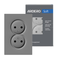 Розетка двойная Ardero ER112-G Soft 16А без заземления серая