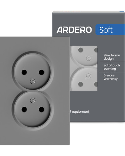 Розетка двойная Ardero ER112-G Soft 16А без заземления серая