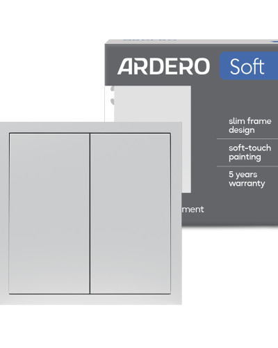 Выключатель 2-клавишный проходной Ardero EV122-S Soft 10А серебряный
