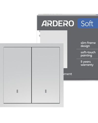 Выключатель 2-клавишный Ardero EV112L-S Soft 10А с подсветкой серебряный