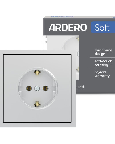 Розетка Ardero ER121-S Soft 16А с заземлением серебряная