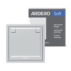 Розетка Ardero ER131-S Soft 16А с заземлением, крышкой и шторками серебряная