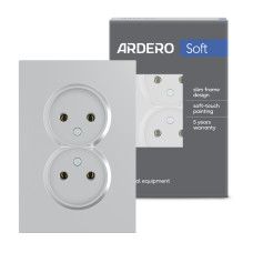 Розетка двойная Ardero ER112-S Soft 16А без заземления серебряная