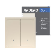 Выключатель 2-клавишный Ardero EV112L-C Soft 10А с подсветкой шампань
