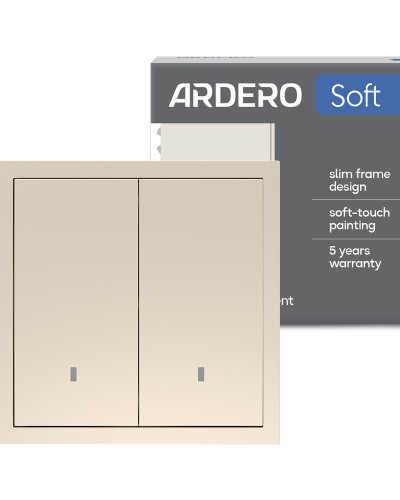 Выключатель 2-клавишный Ardero EV112L-C Soft 10А с подсветкой шампань