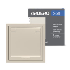 Розетка Ardero ER131-C Soft 16А с заземлением, крышкой и шторками шампань