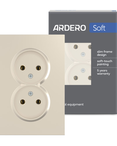 Розетка двойная Ardero ER112-C Soft 16А без заземления шампань