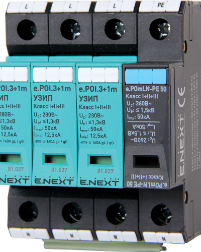 ПЗІП  e.POI.3+1m 280V/12,5kA клас I+II+III, 3 полюси + N-PE, моноблок