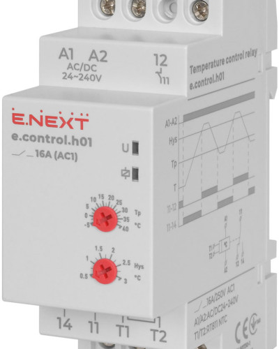 Реле контролю температури e.control.h01, 16A, АС/DC 24-240, -5…+40 °С