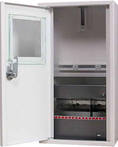 Корпус e.mbox.stand.n.f1.08.z металевий, під 1-ф. лічильник, 8 мод., навісний, з замком