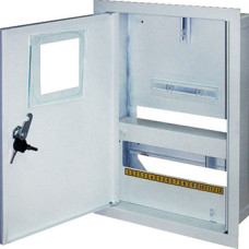 Корпус e.mbox.stand.w.f1.12.z металевий, під 1-ф лічильник, 12 мод., що вбудовується, з замком
