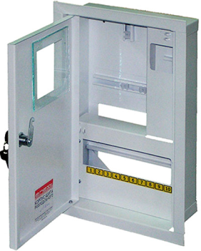 Корпус e.mbox.stand.w.f1.10.z металевий, під 1-ф. лічильник, 10 мод., що вбудовується, з замком