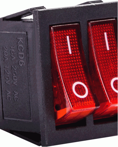 Перемикач клавішний e.switch.key.02, 6 pin, подвійний, з індикацією