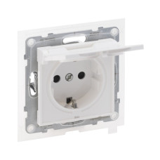 Розетка силова з кришкою 2К+З IP44 16А, 250 В авт. клеми, колір Білий SUNO