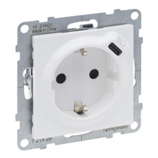 Розетка комбін. 2К+З зі шторк. 16 A + USB Тип C 1,5 A 250 В, колір Білий SUNO