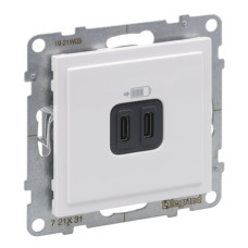 Розетка USB Тип С+C 15 Вт 5В, колір Білий SUNO