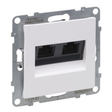Розетка інформаційна подвійна RJ45 CAT5E UTP, колір Білий SUNO