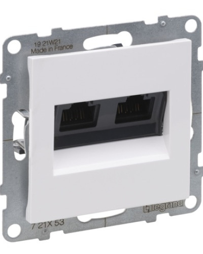 Розетка информационная двойная RJ45 CAT6 UTP, цвет белый SUNO