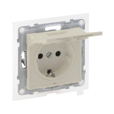 Розетка силова з кришкою 2К+З IP44 16А, 250 В авт.клеми, колір Слон. кістка SUNO