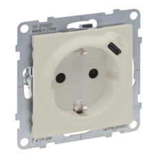 Розетка комб. 2К+З зі шторк. 16 A+USB Тип C 1,5 A 250 В, колір Слон. кістка SUNO