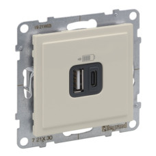 Розетка USB Тип А+C 12Вт+15Вт 5В , колір Слонова кістка SUNO