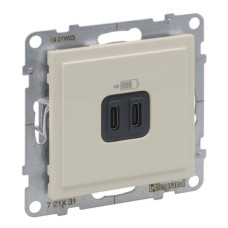 Розетка USB Тип С+C 15 Вт 5В, колір Слонова кістка SUNO