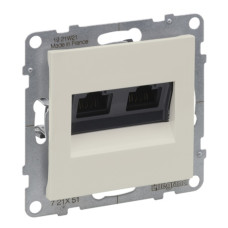 Розетка інформаційна подвійна RJ45 CAT5E UTP, колір Слонова кістка SUNO