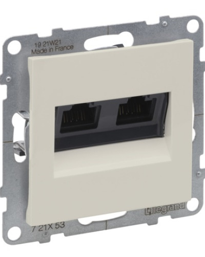 Розетка информационная двойная RJ45 CAT6 UTP, цвет слоновая кость SUNO