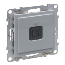 Розетка USB Тип С+C 15 Вт 5В, колір Алюміній SUNO