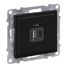Розетка USB Тип А+C 12Вт+15Вт 5В , колір Чорний SUNO