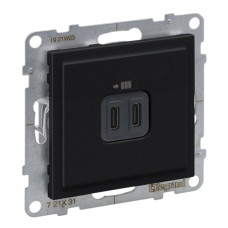Розетка USB Тип С+C 15 Вт 5В, колір Чорний SUNO