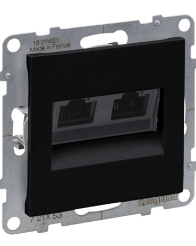 Розетка информационная двойная RJ45 CAT6 UTP, цвет черный SUNO